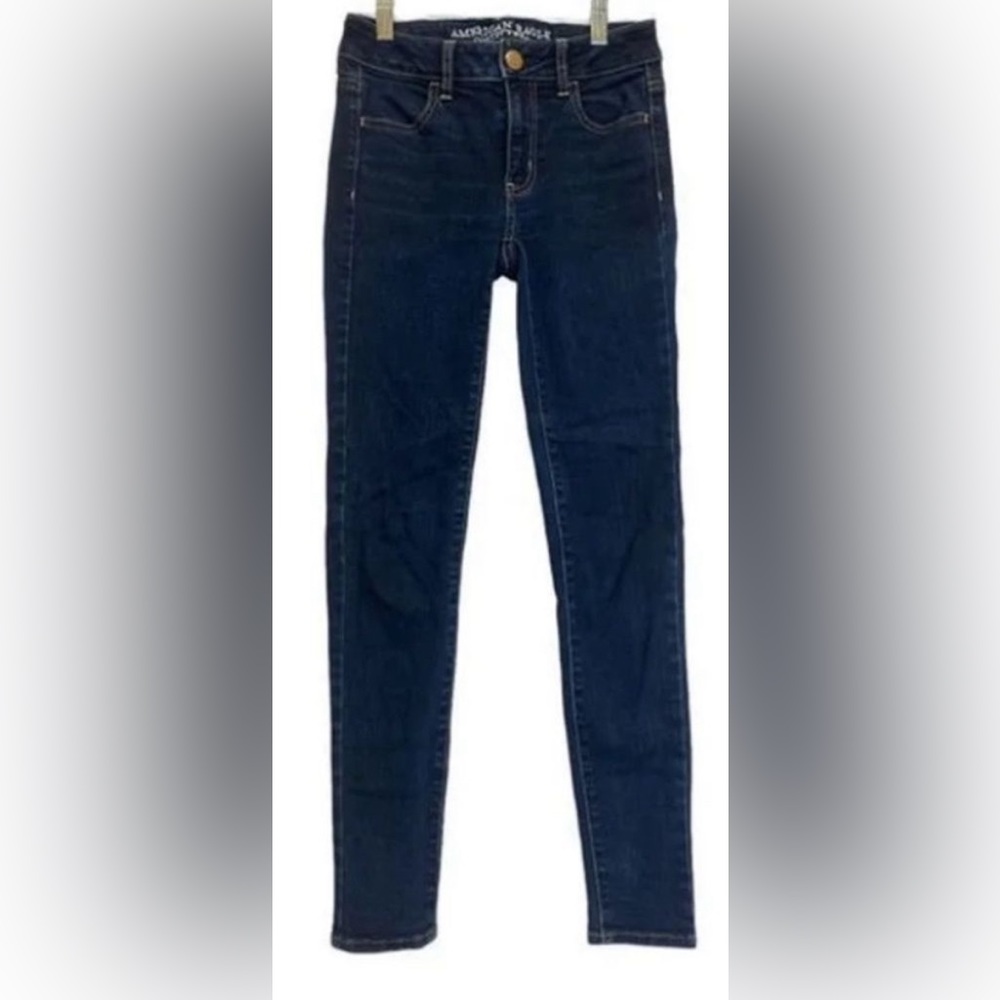 AMERICAN EAGLE DARK WASH STRETCH JEGGINGS SIZE 2 🦅 - Picture 3 of 8